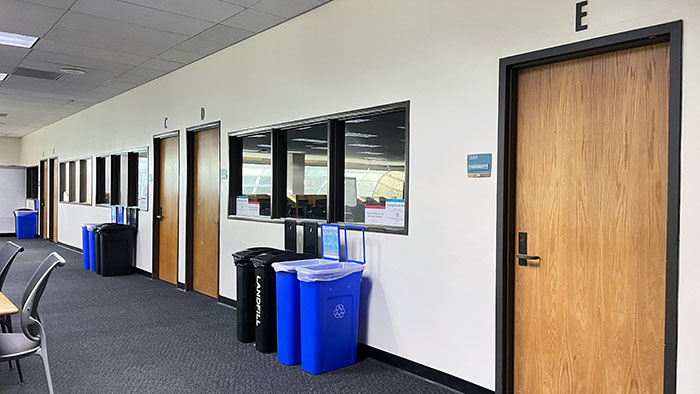 Group study rooms in the 24/7 study area